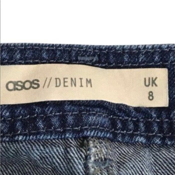 ASOS // Denim Blue Jean mini skirt size 4 front zip back pockets - Picture 5 of 7